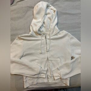 cropped brand hoodie